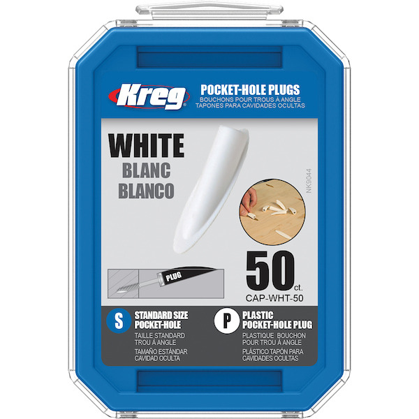 KREG® CAP-WHT- 50 Plastic Pocket-Hole Plugs - White - 50PCS