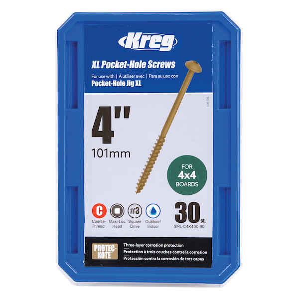 KREG® SML-C4X400-30  XL Pocket-Hole Screws 4'' 30pcs