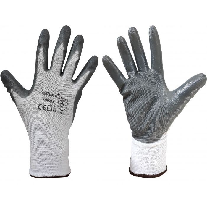 GREY NITRILE COATING GLOVES No.10