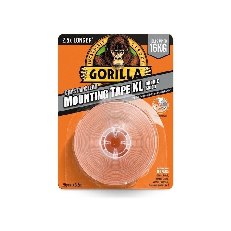 GORILLA CRYSTAL CLEAR MOUNTING TAPE XL DOUBLE SIDED 3.8M