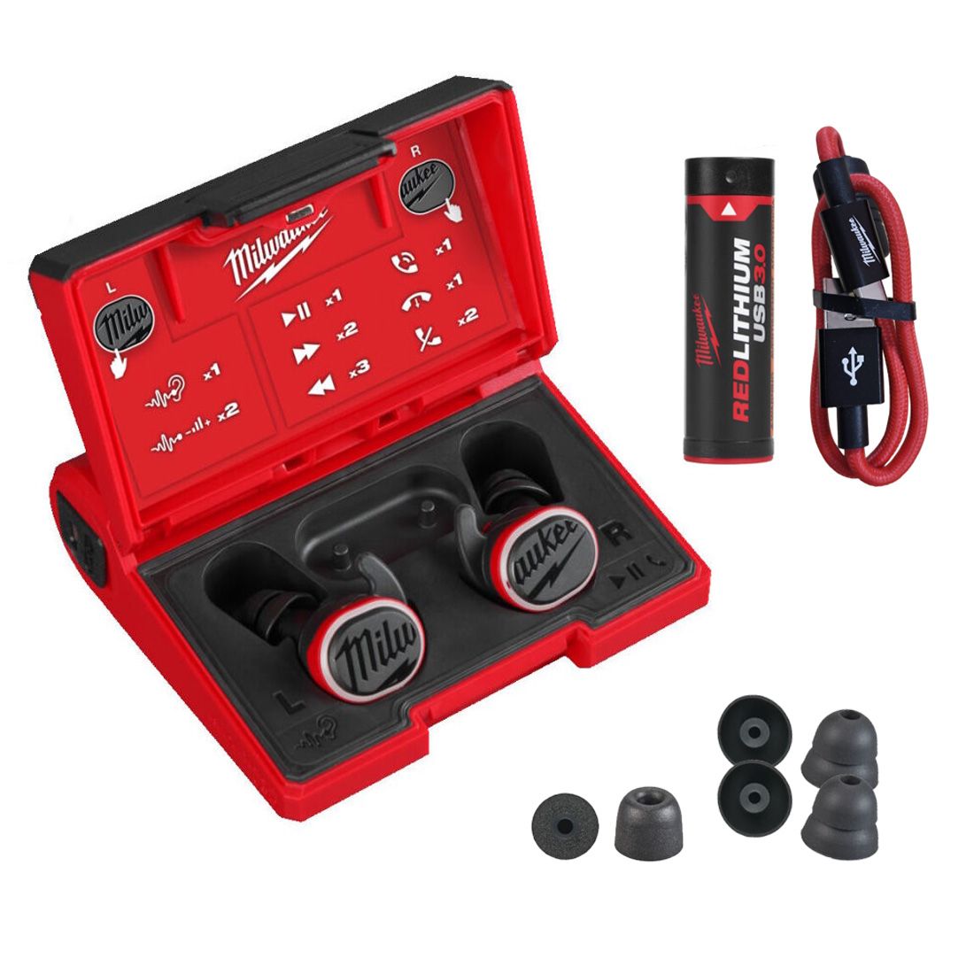 MILWAUKEE 4933478750 L4RLEPB-301 USB RECH. HEARING ASSIST BLUETOOTH EARPLUGS