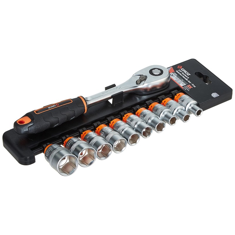 GROZ 11PCS 1/2" SOCKETS & RATCHET SET