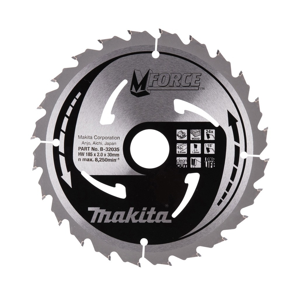 MAKITA B-32035 T.C.T SAW BLADE 185X2.0X30MM 24 TEETH (5704R) M-FORCE