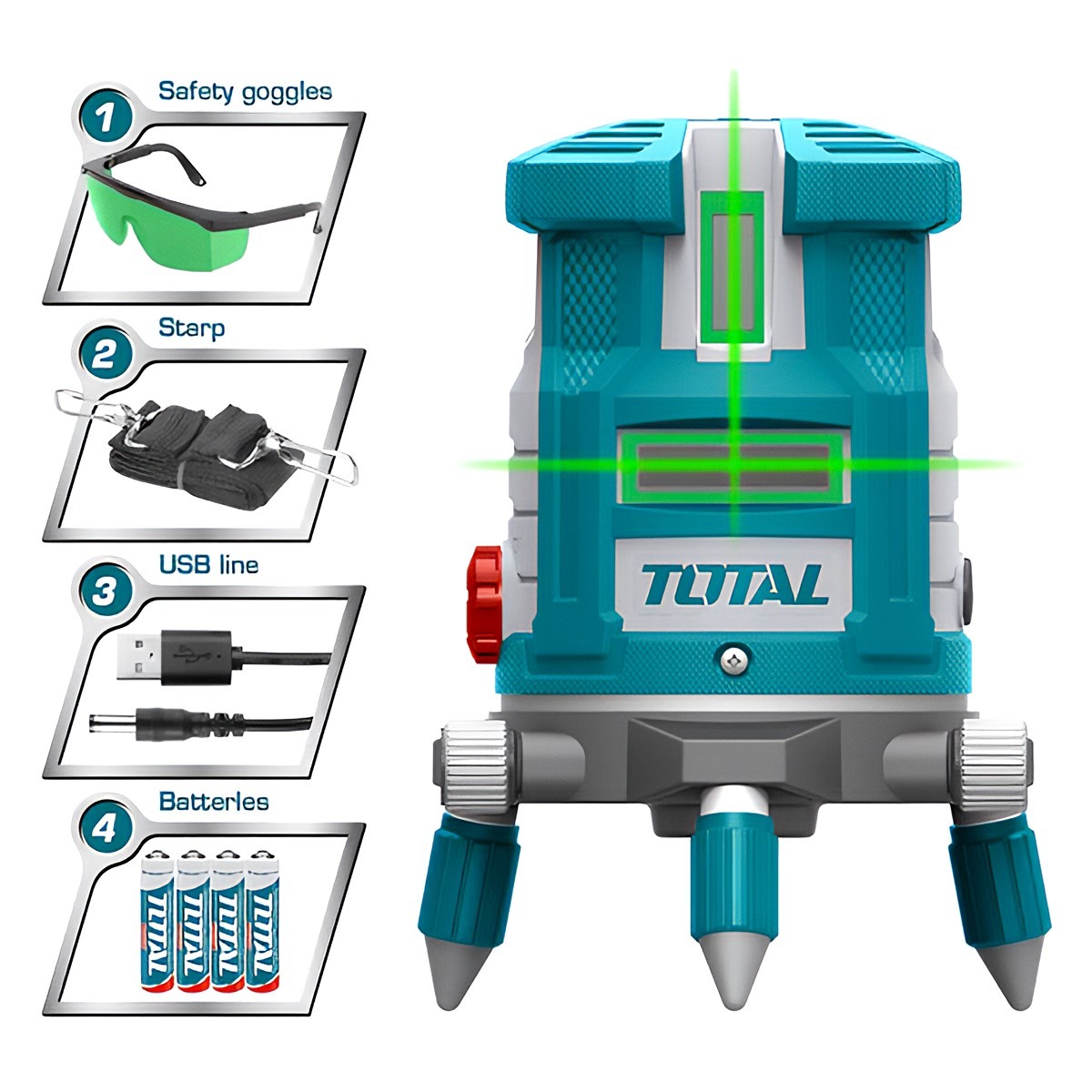 TOTAL SELF-LEVELING LINE LASER GREEN LASER BEAMS