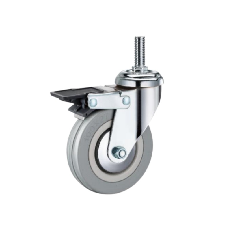 INDUSTRIAL CASTOR THREADED WITH BRAKE 75MM 70KG