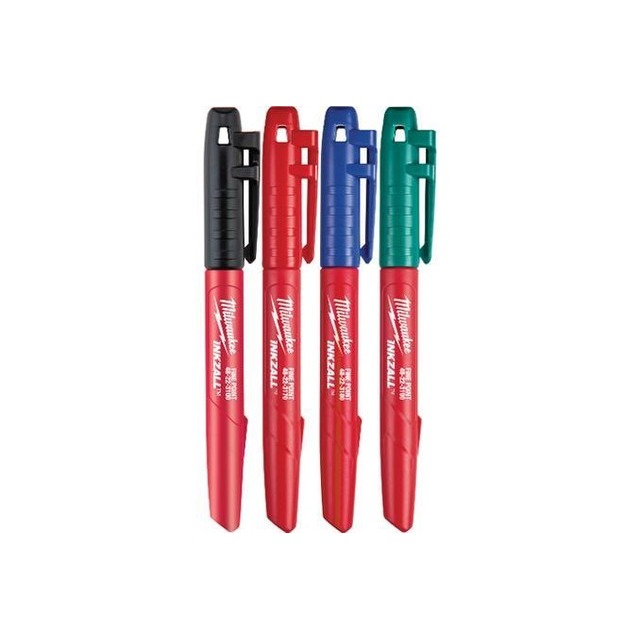 MILWAUKEE 48223106 INKZALL COLOUR MARKERS SET 4 PCS 1mm
