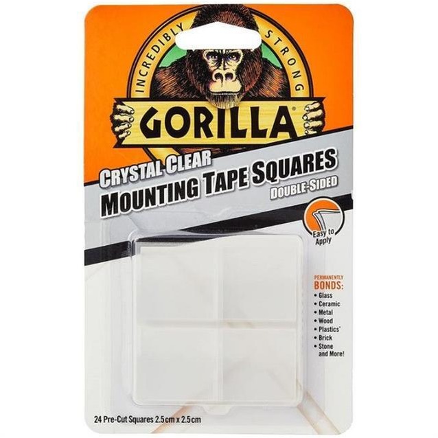 GORILLA MOUNTING TAPE SQUARES 24PCS CLEAR