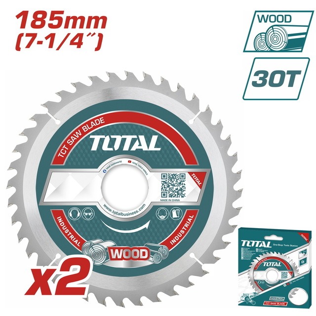 TOTAL TCT SAW BLADE 185MMX20MM 2PCS