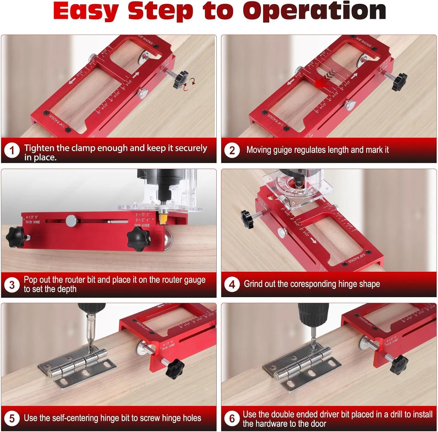 DOOR BUTTERFLY HINGE JIG ALUMINUM ALLOY DOOR HINGE TEMPLATE KIT FOR ROUTER 6