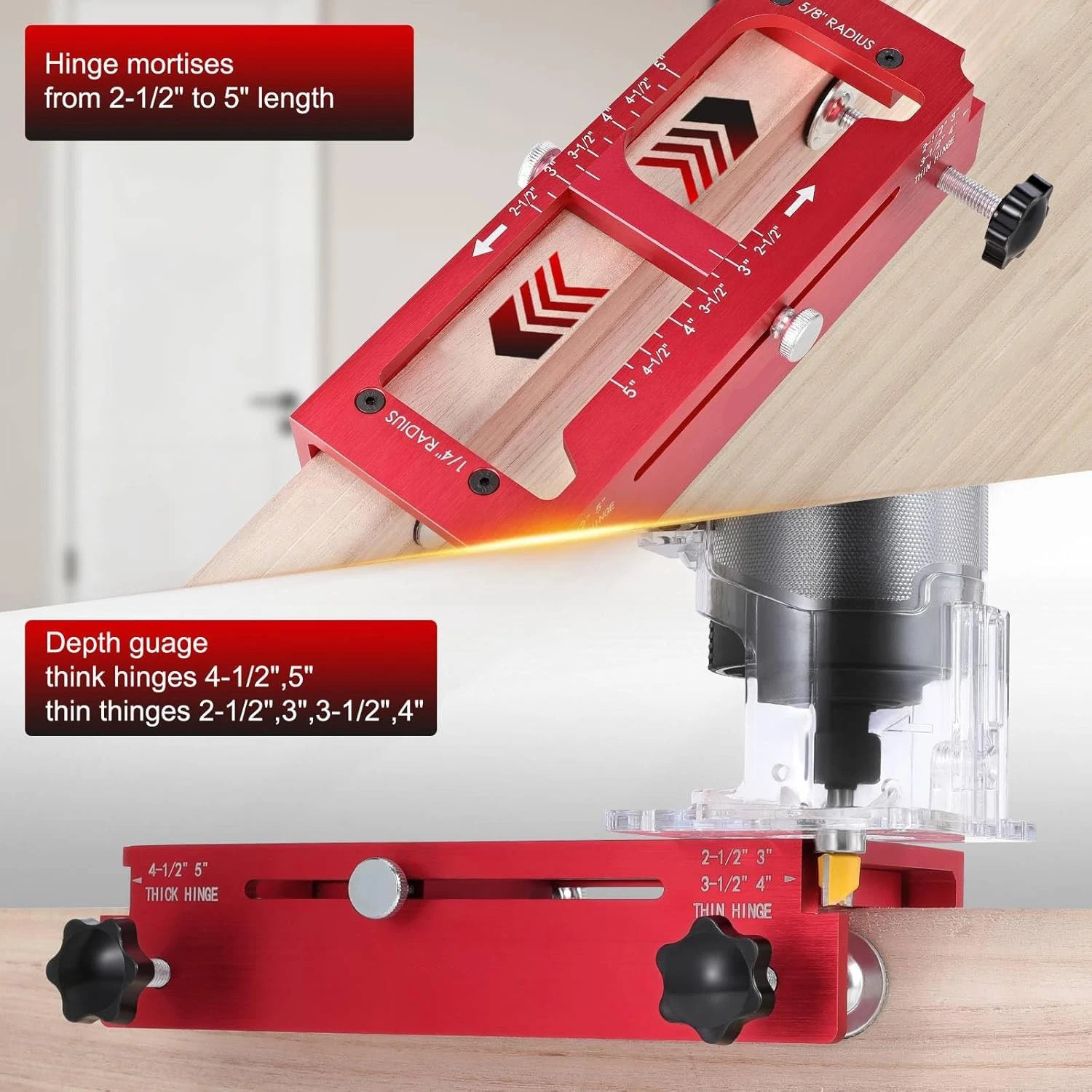 DOOR BUTTERFLY HINGE JIG ALUMINUM ALLOY DOOR HINGE TEMPLATE KIT FOR ROUTER 5