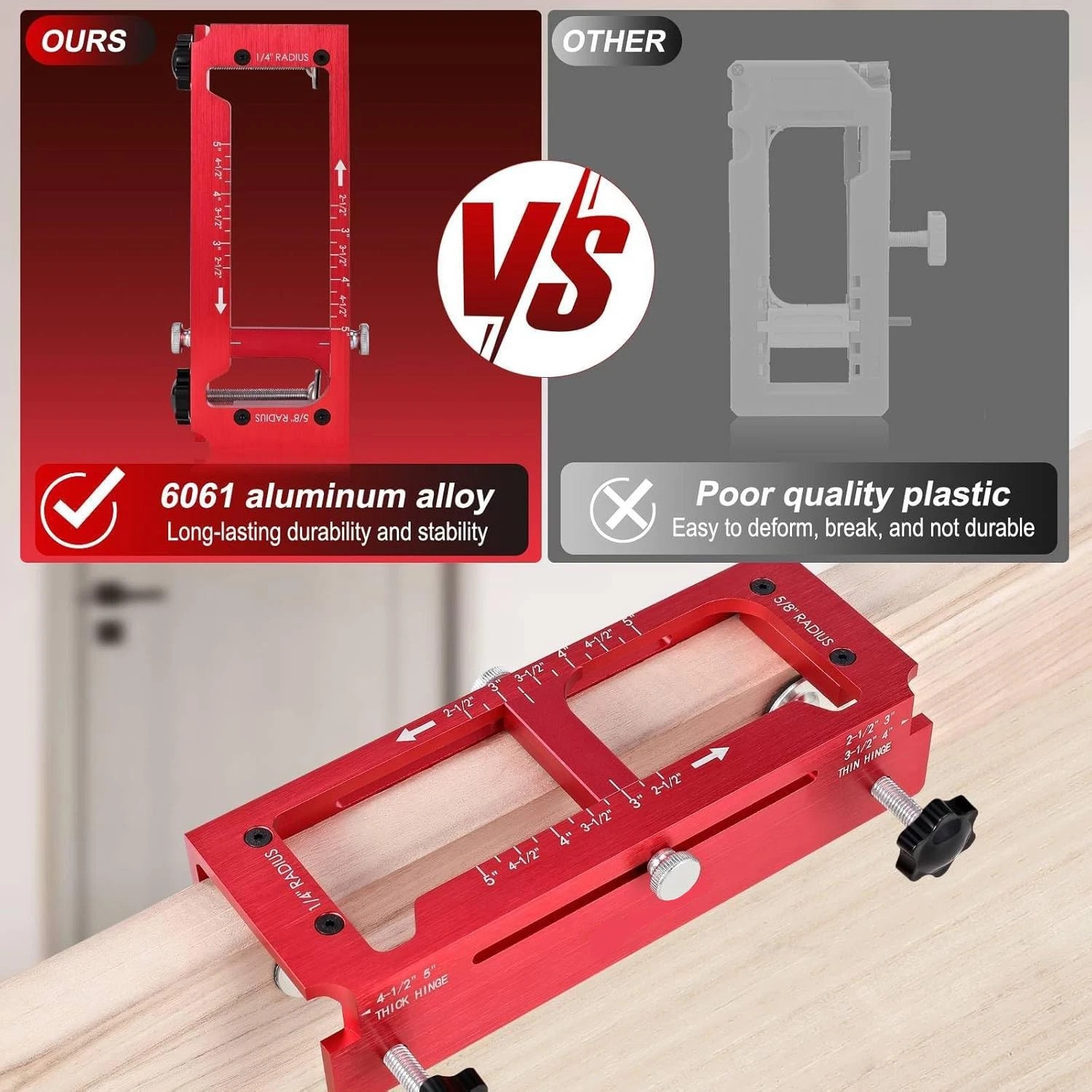 DOOR BUTTERFLY HINGE JIG ALUMINUM ALLOY DOOR HINGE TEMPLATE KIT FOR ROUTER 4
