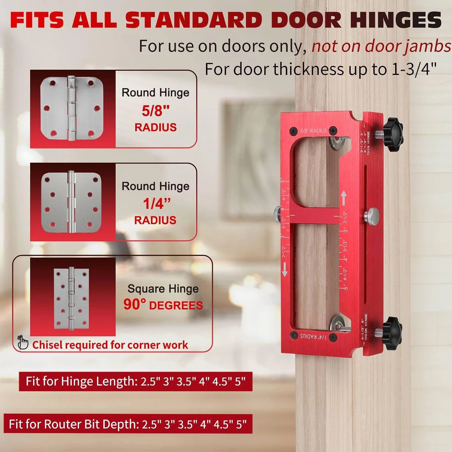 DOOR BUTTERFLY HINGE JIG ALUMINUM ALLOY DOOR HINGE TEMPLATE KIT FOR ROUTER 3
