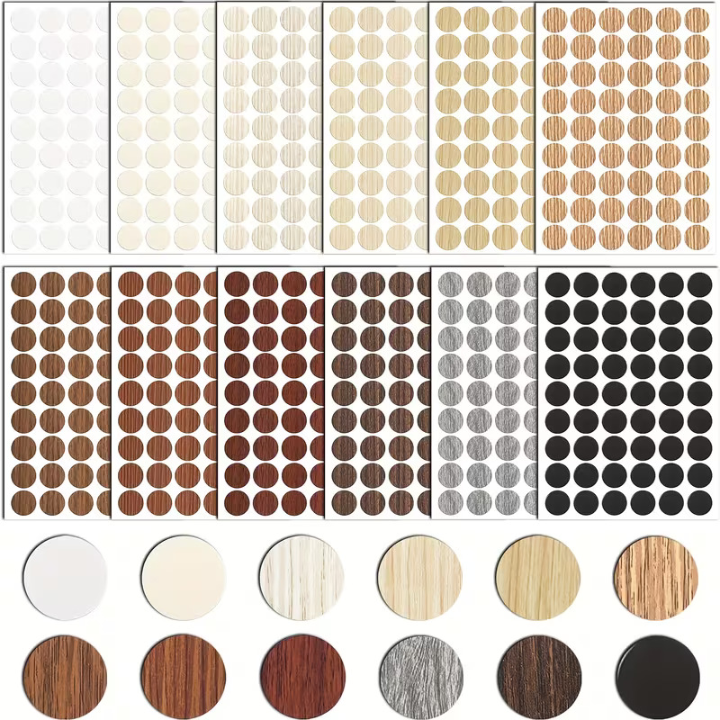SCREW HOLE STICKERS D21MM 54PCS OAK