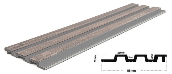 PS PANEL WITH 3D SLATS WALNUT/DARK GREY PIANO 3