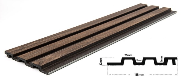 PS PANEL WITH 3D SLATS  WALNUT/DARK BROWN PIANO 3