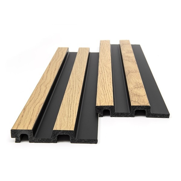 PS PANEL WITH 3D SLATS RESIDENCE NAT.OAK/BLACK