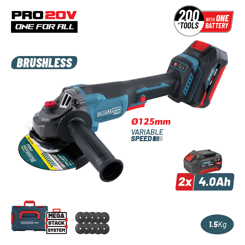 BORMANN Pro BBP3651X44CA CORDLESS ANGLE GRINDER BRUSHLESS 20V