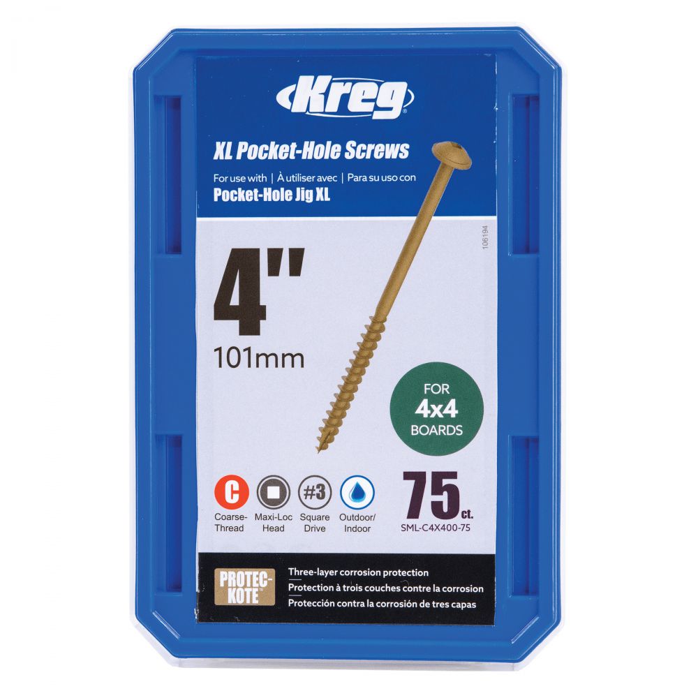 KREG® SML-C4X400-75  XL Pocket-Hole Screws 4'' 75pcs