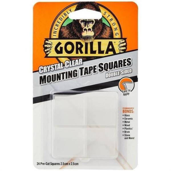 GORILLA MOUNTING TAPE SQUARES 24PCS CLEAR