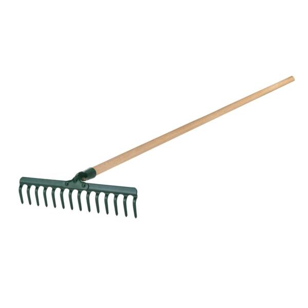 RAKE WITH 14 TOOTH WITH WOODEN HANDLE