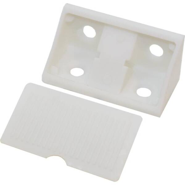 PLASTIC CORNER BRACKET WITH LID WHITE 42MM 10PCS