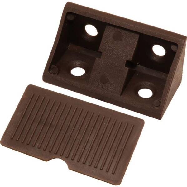 PLASTIC CORNER BRACKET WITH LID BROWN 42MM 10PCS