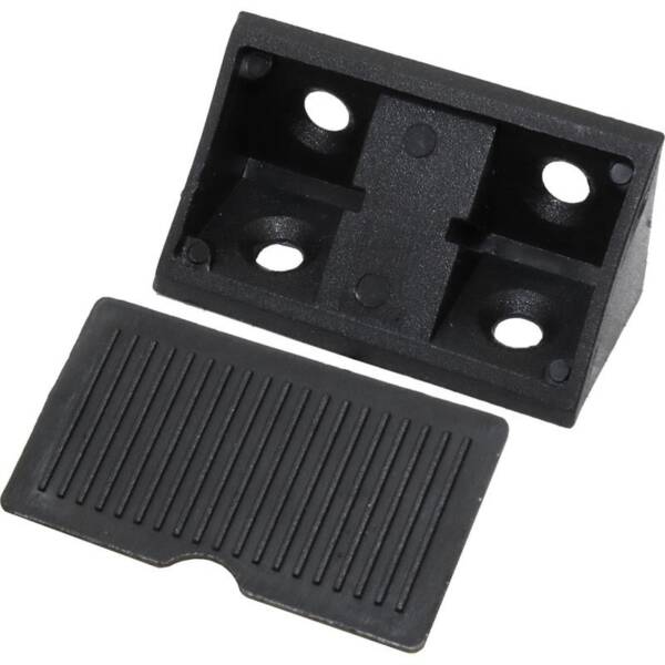 PLASTIC CORNER BRACKET WITH LID BLACK 42MM 10PCS