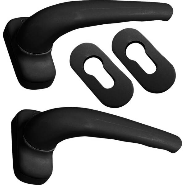 CONSET DOOR HANDLE SET WITH ROSETTE BLACK