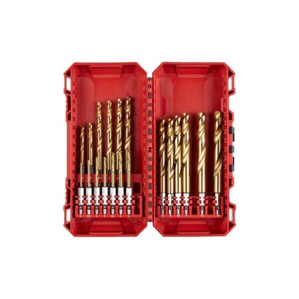 MILWAUKEE 4932493866 SHOCKWAVE 1/4 HSS-G TIN RED HEX DRILL SET 19PCS