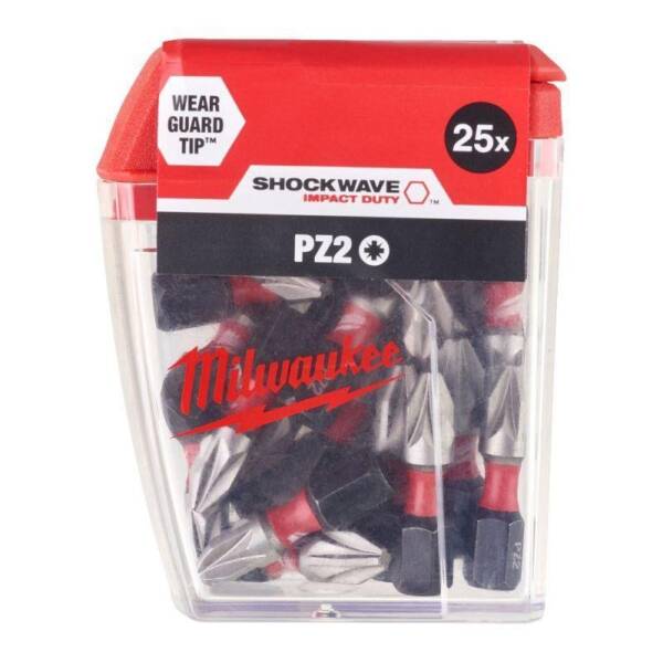 MILWAUKEE 4932430864 PZ2 X 25MM SHOCKWAVE BITS 25PCS
