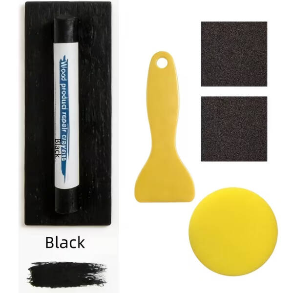 WOOD FILLER REPAIR WAX STICK BLACK - KIT