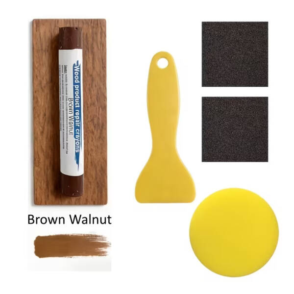 WOOD FILLER REPAIR WAX STICK BROWN WALNUT - KIT