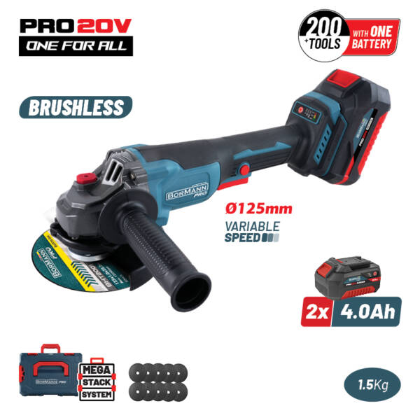BORMANN Pro BBP3651X44CA CORDLESS ANGLE GRINDER BRUSHLESS 20V