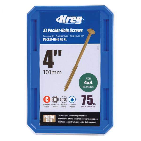 KREG® SML-C4X400-75  XL Pocket-Hole Screws 4'' 75pcs